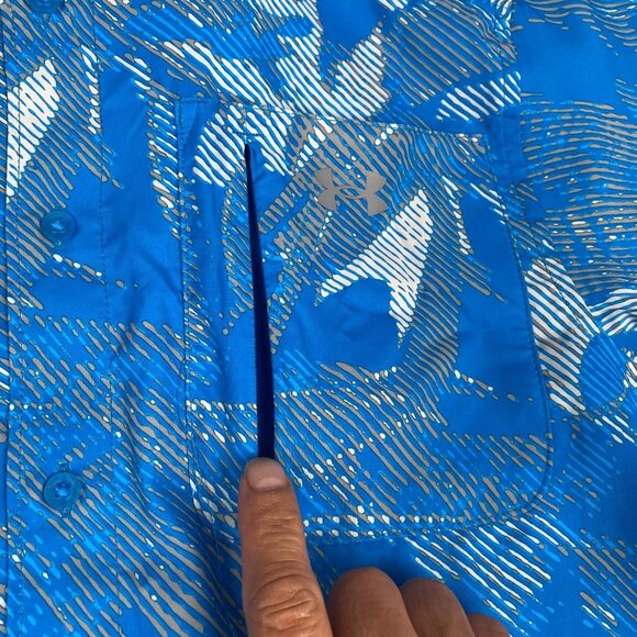 Under‎ Armour Men's Medium UA Dockside Short Sleeve Shirt Blue Tropical 1376577 - Picture 12 of 13